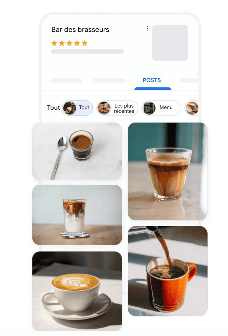 Aperçu section publications sur Google My Business