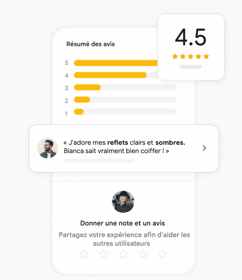 Aperçu section avis sur Google My Business