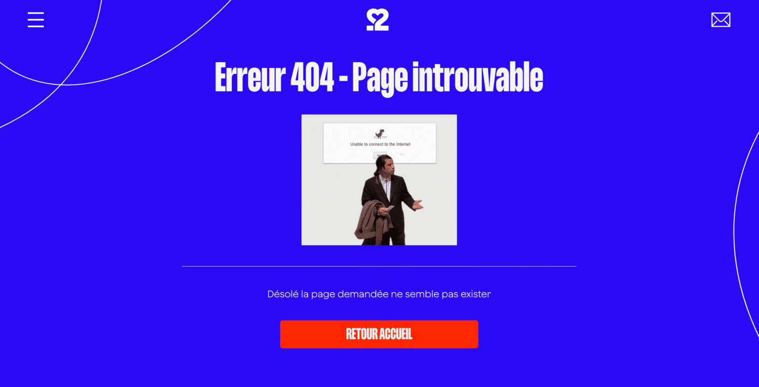 Page erreur 404 du site Vingt Deux