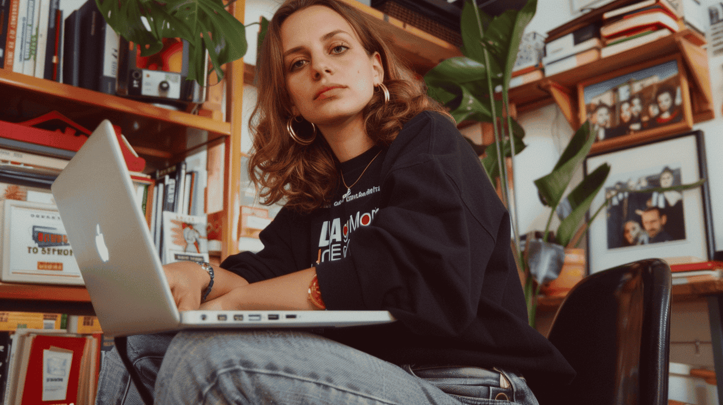 Professionnelle sur laptop pour optimiser sa fiche Google My Business