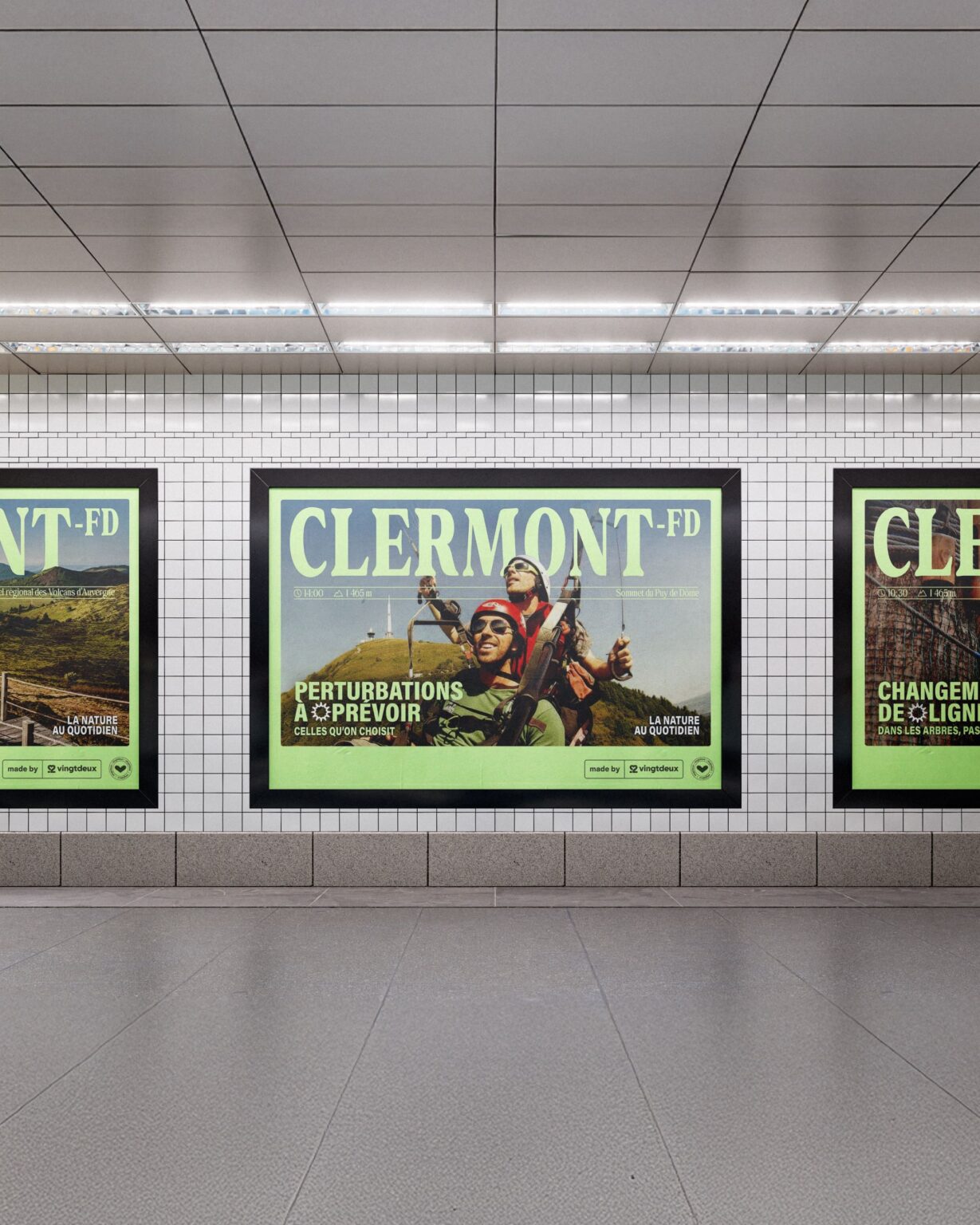 L'affiche Perturbations à prévoir réalisée pour l'exercice d'adaptation de la campagne Marseille pour Clermont par Vingt Deux