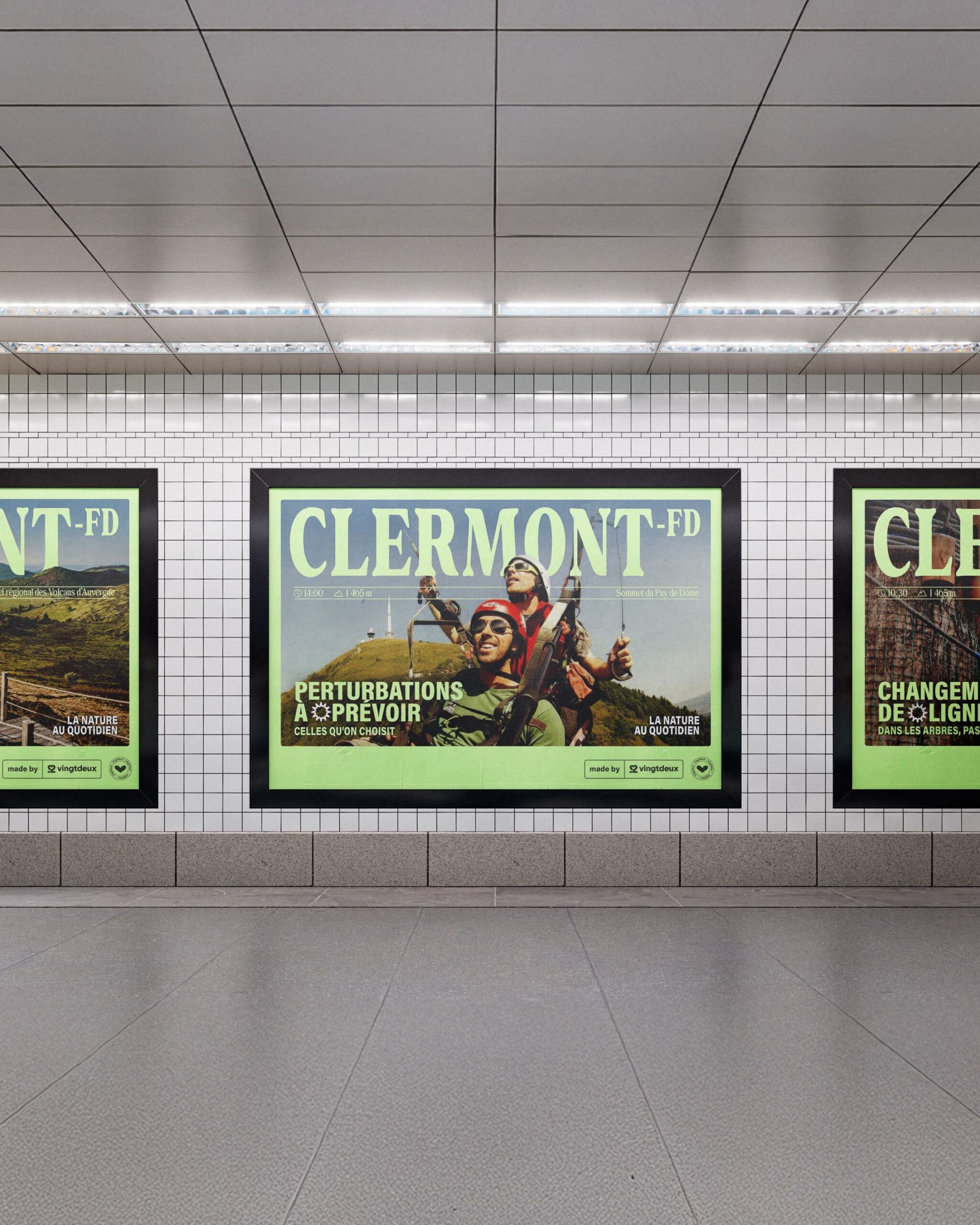 L'affiche Perturbations à prévoir réalisée pour l'exercice d'adaptation de la campagne Marseille pour Clermont par Vingt Deux