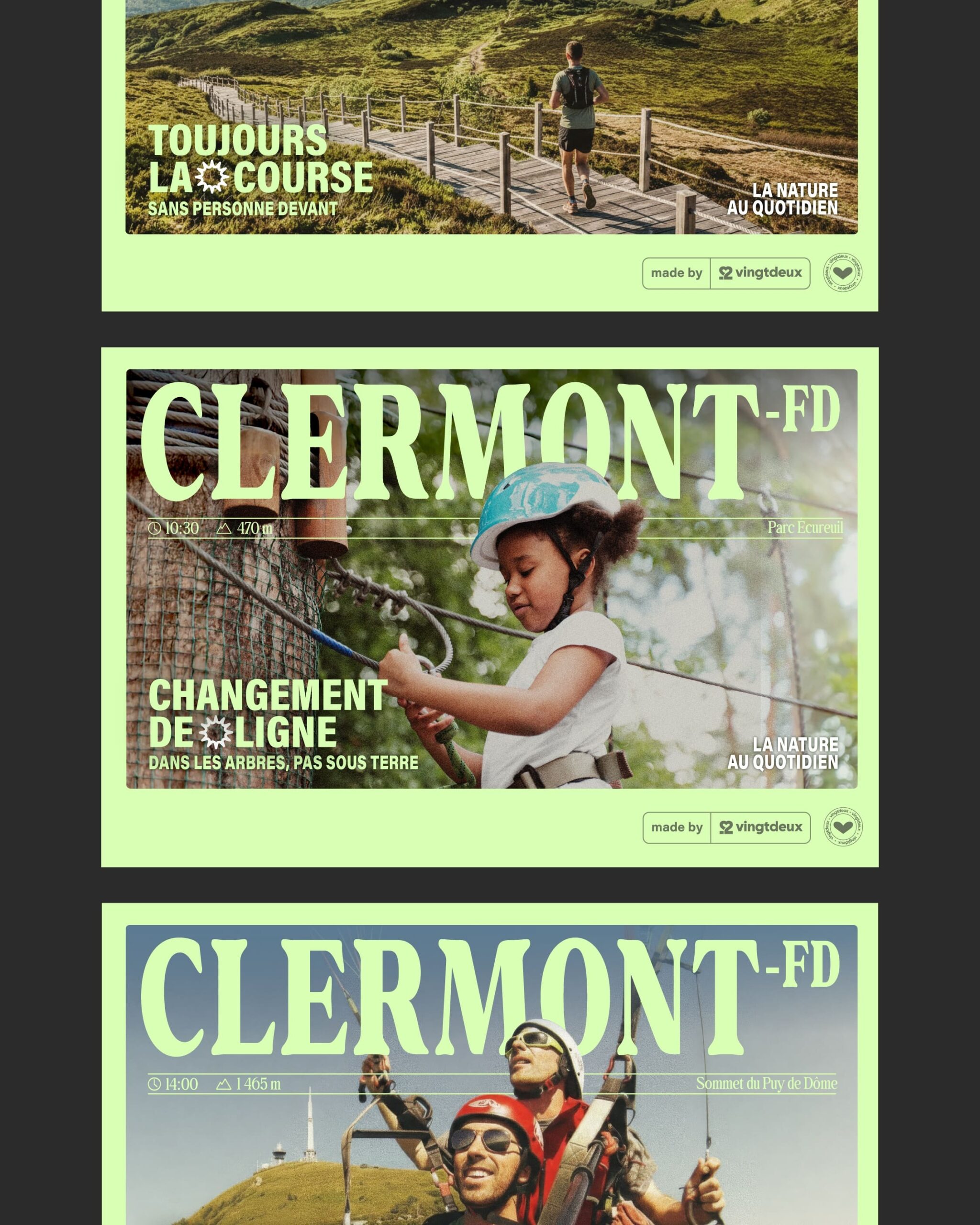 L'affiche Changement de ligne réalisée pour l'exercice d'adaptation de la campagne Marseille pour Clermont par Vingt Deux