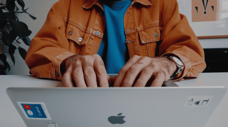 Stratégie GEO : mains sur clavier dans un environnement numérique